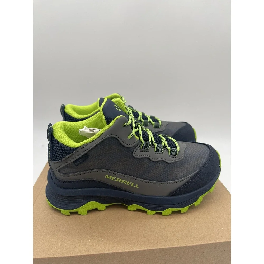 Merrell Kids Moab Speed Mid Navy/Grey/Lime Shoes MK265212 Size 1.5 W Box No Lid